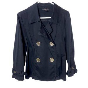 Style & Co Black Cotton Cropped Peacoat Style Jacket Size XL EUC (JB201)